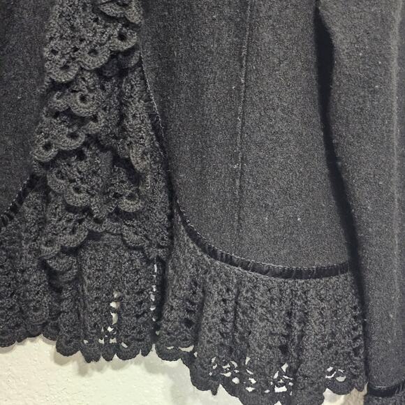 Lisa International 100% Wool Black jacket size L Gothic, Whimsical- Fairy - Picture 5 of 10